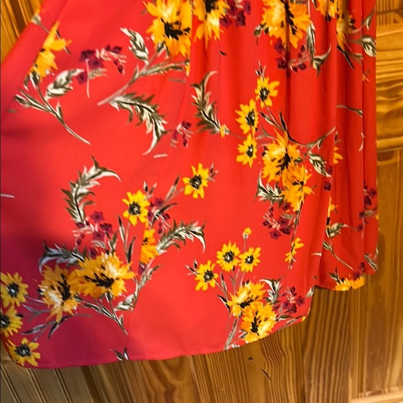 Express Red Floral Off-Shoulder Midi Dress - Picture 8 of 10